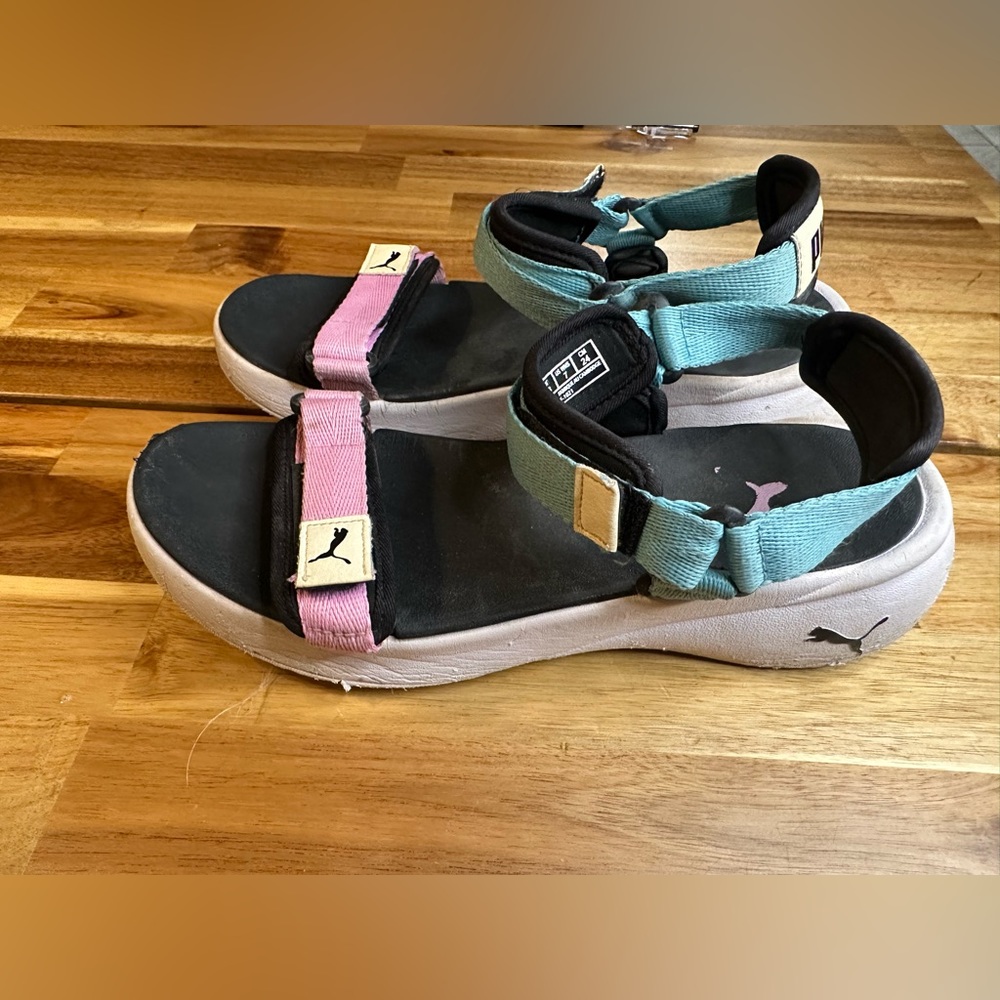 Puma Teal and Pink Adjustable Strap Sandals